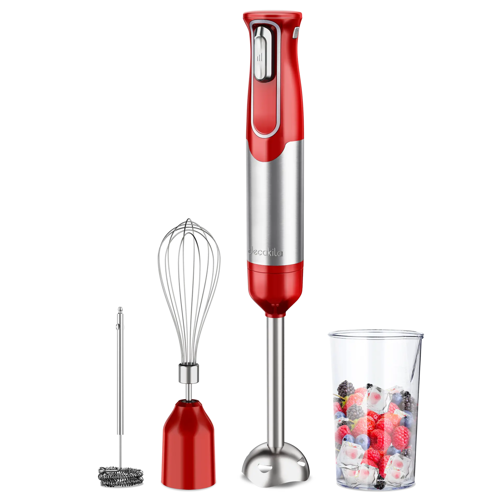Blender si Mixer cu Baterie 4 in 1 Negru/Rosu Inox [1]