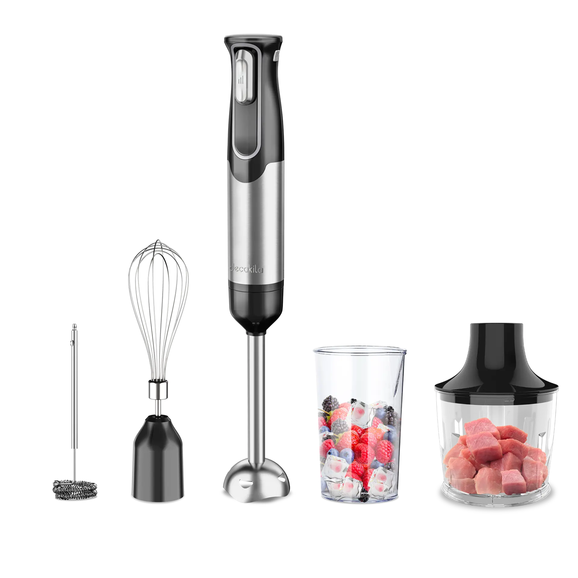 Blendere si storcatoare de suc - Blender si Mixer cu Baterie 5 in 1 Negru/Rosu Inox