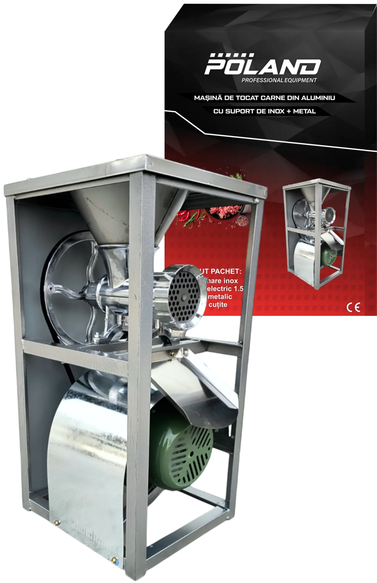 Gradina & gospodarie - Masina Tocat Carne Poland 1.5 KW din Aluminiu cu Suport Inox