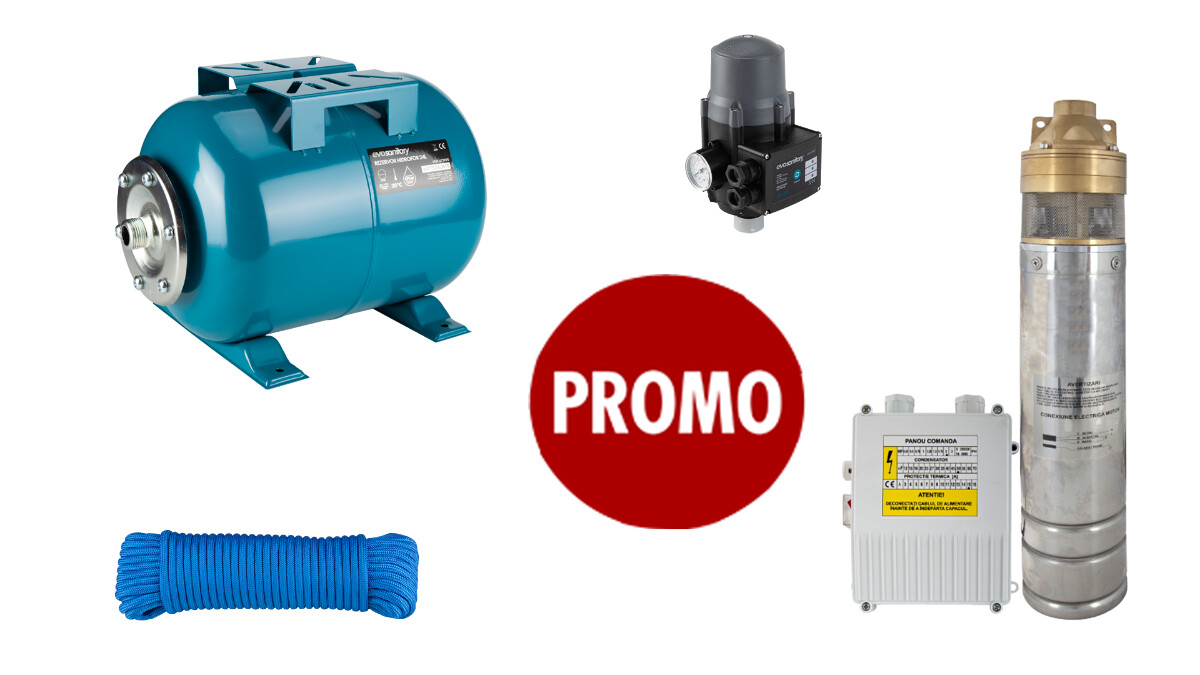 Pompe submersibile apa curata - Kit  Hidrofor 24l cu Pompa Submesribila 1100W