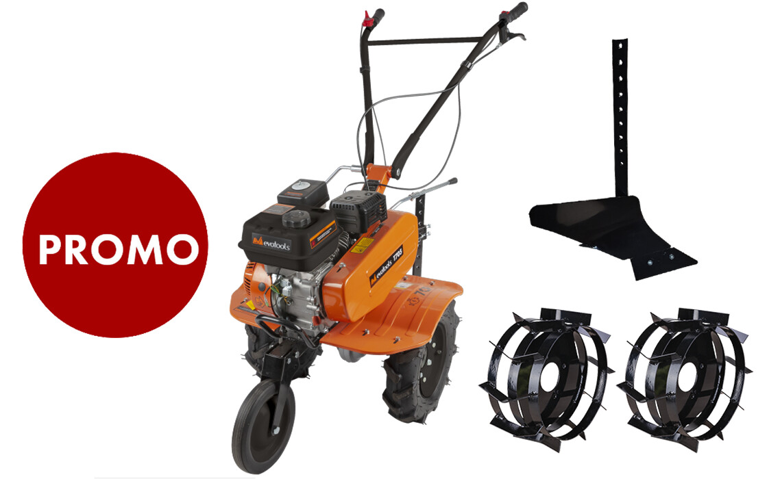 Motosape - Pachet Motosapa T705 cu Plug si Roti Metalice Evotools