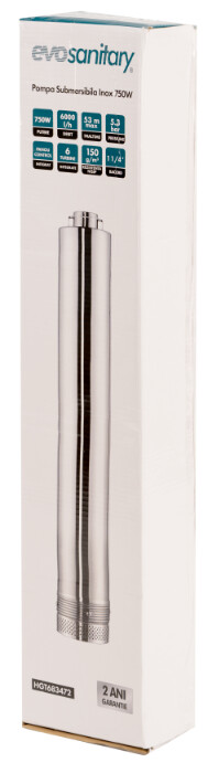 Pompa Submersibila Inox 750W Centrifugala 6 Turbine Absorbtie in Partea Inferioara si Panou de Comanda Evosanitary [1]