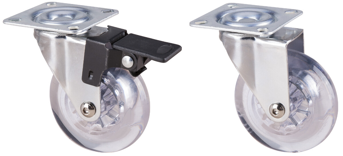 Uz casnic & industrial - Roata Mobila Pivotanta cu Flansa PP Transparent - Cu Frana