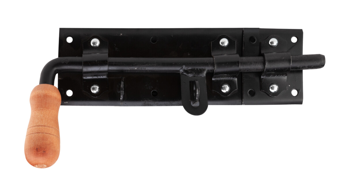 Zavoare - Zavor Poarta Tip L cu Maner Lemn Negru - Dimensiuni 280x80 mm